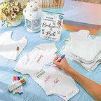 Roowest 35 Pcs Baby Shower Bibs Game with Bib Bodysuit Marker, Bear - Image 5