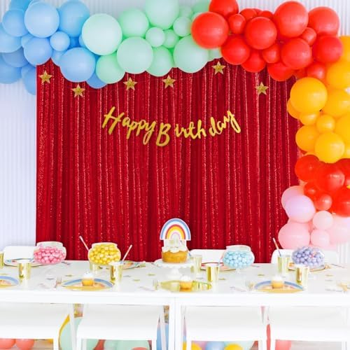 8ft x 8ft Red Sequin Backdrop Curtain Sparkle Photo Backdrop - Image 4