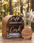 Wooden Wedding Card Box for Reception, Large Mailbox Gift Card Boxes with Acrylic Window, Rustic Post Box Decor for Wedding Cards and Money, Birthday, Parties, Graduation, Baby Shower by CORALMEE