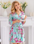 Mommy and Me Robe and Swaddle Set | Maternity Robe Matching Baby Girl, Boy - Image 5