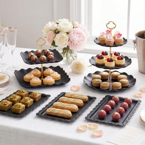 Cupcake Stand Set of 12, 6 Tiered Cupcake Stands & 6 Dessert Trays, Cake Stand Dessert Table Display Set for Baby Shower Wedding Tea Party Birthday Decorations - Image 4