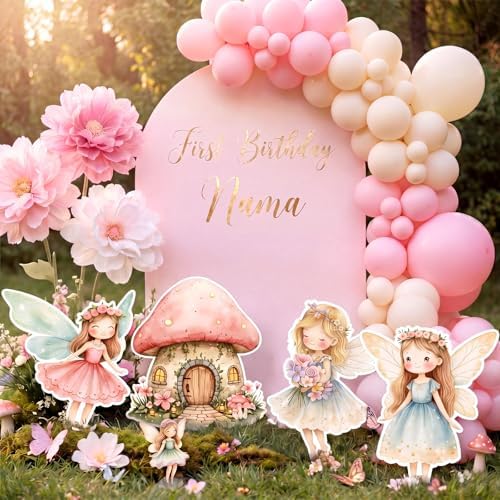 Honoson 4 Pcs Large 24" x 32" Fairy Cardboard Cutouts, Fairy Party Decoration Yard Signs Standup for Baby Shower Birthday Mushroom Flower Forest Lawn Wonderland Garden Photo Prop Party Supplies - Image 5