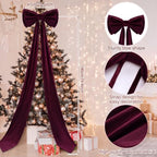 Wavwavw Christmas Giant Velvet Bow Decor Burgundy Red Big Bow 75x18 Inches - Image 3