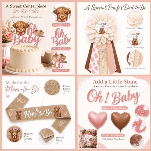 Highland Cow Baby Shower Decorations for Girl, Holy Cow Baby Shower Decor - Image 5