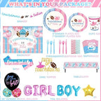 Touchdowns or Tutus Gender Reveal Decorations, Pink Blue Boy or Girl Party Supplies Backdrop Banner Balloon Garland Tablecloth Cake Topper Plate Napkin Cup Straw Knife Spoon Fork Sash 230 PCs - Image 2