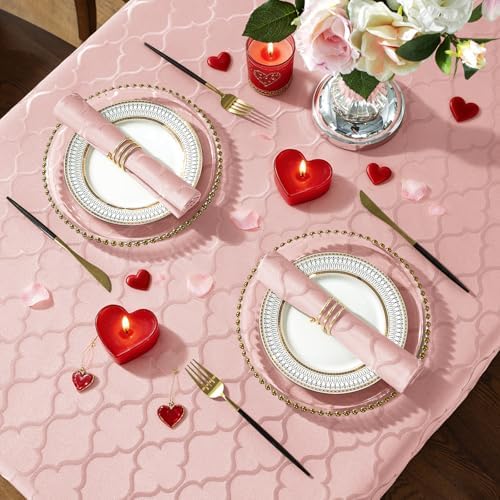 SASTYBALE Jacquard Tablecloth Rectangle, Pink, 60 x 120 Inch - Image 7