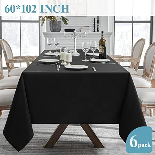 VidaFete Classic Series 6 Pack 60x102inch Black Rectangle Tablecloth - Image 5