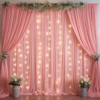10ft x 10ft Dusty Rose Chiffon Backdrop Curtain with Lights String for Parties,2 Panels Sheer Tulle Curtain Wedding Photo Backdrop with Lights for Baby Shower Birthday Party Ceremony Home Decorations - Image 5