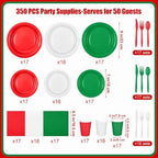 Kochorie 350 Pcs Christmas Plates and Napkins Set Disposable Party Supplies - Image 2