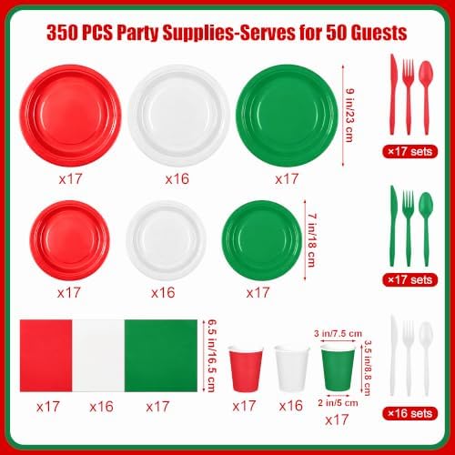 Kochorie 350 Pcs Christmas Plates and Napkins Set Disposable Party Supplies - Image 2