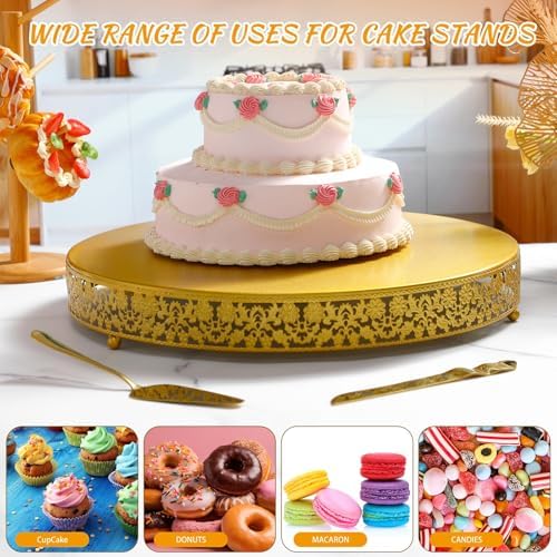 Wenqik 18 Inch Gold Cake Stand Set Metal Round cake Dessert Stand, Wedding - Image 4