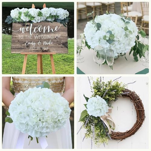 AVIVIHO 305Pcs Fake Flowers White Hydrangea Artificial Flowers Bulk (Not Squished, No Steaming Need) Ivory Silk Flowers with Stems for Party Wedding Home Table Centerpieces Baby Shower Decor - Image 5