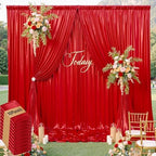 50x10ft Shimmer Red Sequin Backdrop Curtain for Parties, Thick Wrinkle Free Glitter Backdrop Drapes Photo Back Drop Curtains for Birthday Wedding Party Photography Background-10 Panels 5x10ft by LeegleriTableSkirt