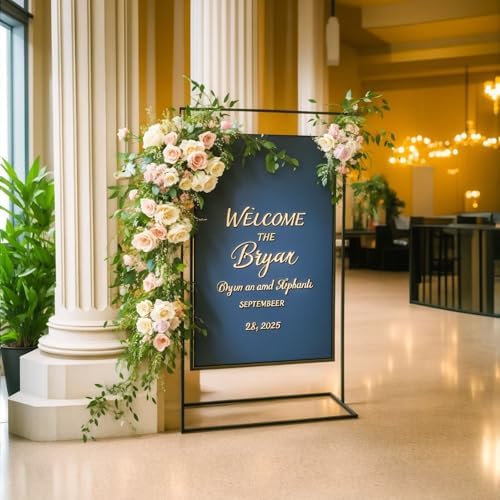 Wedding Welcome Sign Holder, 57”x15.7”x 31.5” Welcome to Our Wedding Sign Adjustable Display Stand ,Gold Easel Stand Personalized for Baby Bridal Shower Sign Gold by SlenyuBridal