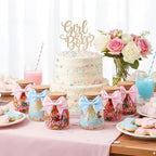 Funnymoom 24 Sets Baby Shower Bottles Favors for Guests Glass 100 ml Milk Jar with Ribbons and Stickers Decorations for Gender Reveal Newborn Centerpiece Party Favor(Pink & Blue,Team Bows & Boots) - Image 2
