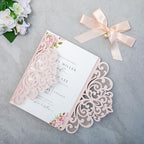 20Pcs Blush Pink Laser Cut Wedding Invitation Cards With Envelopes - Image 4