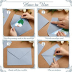 100 Set 5 x 7 Laser Cut Wedding Invitations, Dusty Blue - Image 4