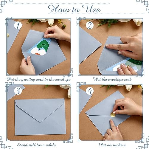 100 Set 5 x 7 Laser Cut Wedding Invitations, Dusty Blue - Image 4