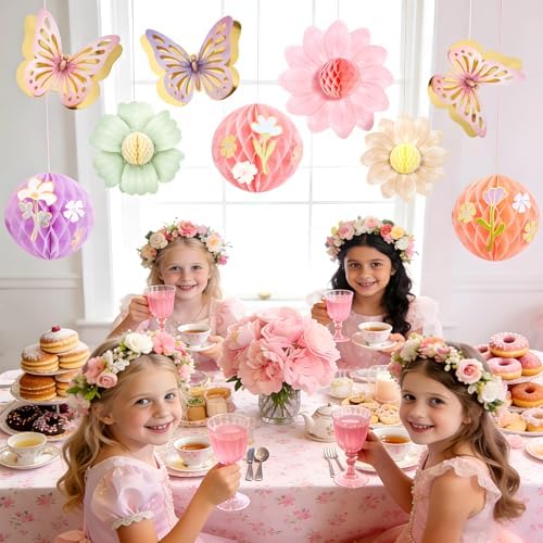 Paper Jazz Pastel Butterfly Decorations Hanging Paper Flowers Honeycomb Birthday for Fairy Party,Spring Theme Decor for Wildflower First Birthday,Tea,Garden Party,Classroom,Bulletin Board - Image 3