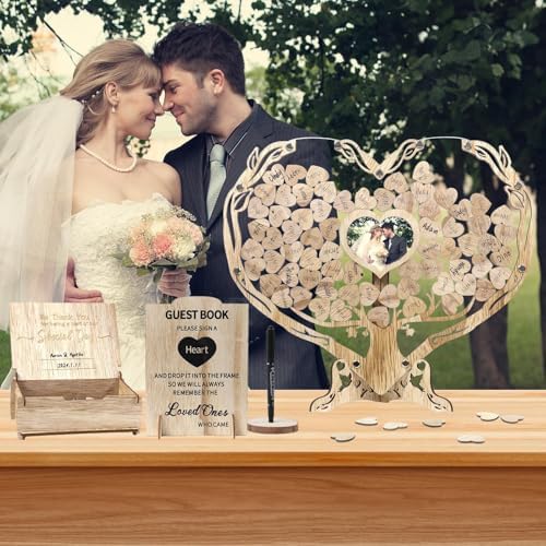 Heart Wedding Guest Book Alternative, Rustic Wooden Wedding Souvenirs with Heart Picture Frame, Heart Guest Book Drop Box, Personalized Decor Party Birthday - Image 6