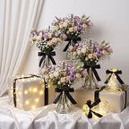 6 Sets Mason Jars Centerpieces with Light for Table, Black Bow - Image 5