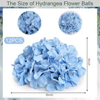Light Blue Hydrangea Flower Balls for Centerpieces - 12 PCS - Image 2