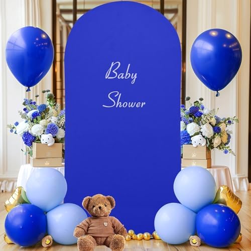 7.2FT Royal Blue Arch Backdrop Cover - Polyester Fitted Wedding Arch Stand Covers Round Top Chiara Arch Backdrop Cover for Birthday Party Banquet Photo Background Decoration - Image 6