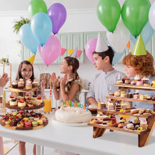 Willinglong 7 Pcs Wood Dessert Table Display Set for Wedding Baby Shower - Image 3