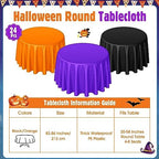 Buryeah 24 Pcs Black, Purple, Orange Round Plastic Tablecloths 84 Inch - Image 2