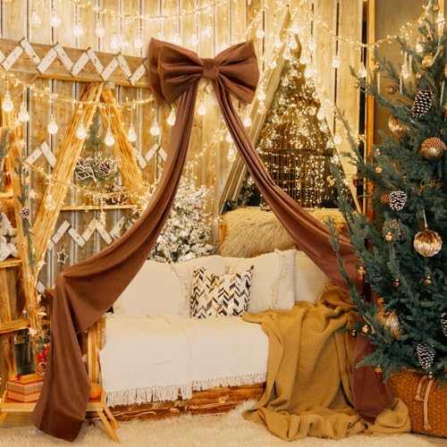 Wavwavw Christmas Giant Velvet Bow Decor Brown Big Bow, 75 x 18 Inches - Image 5