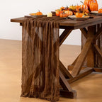 Brown Cheesecloth Table Runner Boho Gauze Fall Table Runners - Image 3