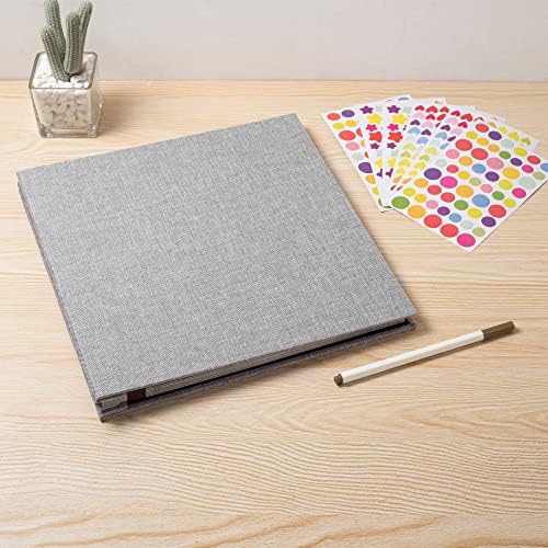 Large Photo Album Self Adhesive for 4x6 8x10 Magnetic Scrapbook Album DIY 60 Black Sticky Pages Linen Cover Photo Album(Grey) - Image 6