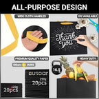 EUSOAR Black Paper Bags with Handle, 50pcs 16"x6"x12" Thank You Gift Wrap Bags Handles Bulk, Merchandise Retail Shopping Wrap Paper Business Birthday Party Favor Wedding Bridal Treat Bags - Image 3