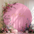 Gallety 7.2FT Pink Round Backdrop Cover with Oh Baby Decal, Size Adjuster, Universal Fit for 5-7.2ft Circle Stand, Polyester Fabric Arch Cover for Wedding, Birthday Party, Videos, Photography Decor by Creativepartyuniquedecorat