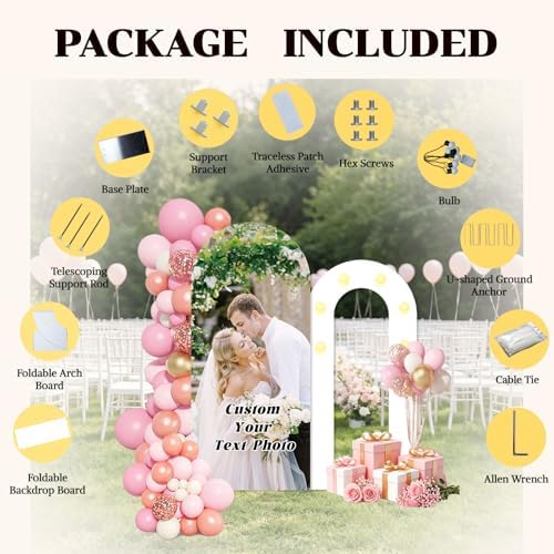 Custom 6FT Foam Board Backdrop for Parties, 6.6FT Personalized Foam Arch Backdrop Board with Text Photo, Customized Ceremony for Wedding Birthday Graduation Christmas Decor - Image 5