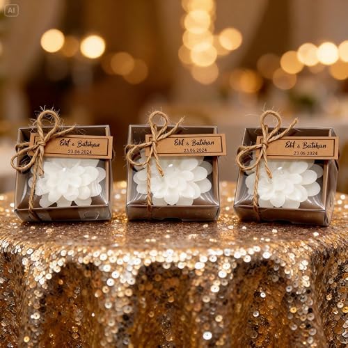 Giftsupstore Wedding Favor Guest Bulk – Ocean Pary giveaways, Return Gifts Lotus Shaped Candle Party Favors – Custom Baby Shower Gifts, (4,10,20,30,50,100.. Options Available in Customize Options) - Image 4