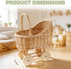 15.7 In Woven Rattan Stroller Shaped Flower Basket，Wicker Stroller Basket - Image 2