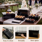 Leinuosen 7 Pcs Large Acrylic Buffet Risers, 8-14" Rectangle, Black - Image 3