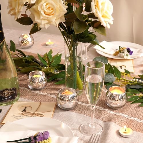 Homemory 36 Pcs Silver Votive Candle Holders, Round Mercury Glass Candle Holder, Tealight Candle Holders for Table Centerpieces, Baby Shower, Anniversary, Wedding, Home Decor, Halloween, Christmas - Image 3