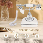UKBW Audio Guest Book Wedding Phone, Audio Phone Guestbook, Vintage Retro Style Audio Guest Book Phone for Wedding, Birthday Party, Anniversary and Other Special Occasions(White) - Image 2