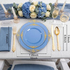 125PCS Blue and Gold Plastic Plates for Wedding Party Baby Shower - Image 2