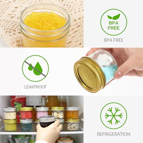 40 Pack 4 oz Mason Jars with Golden Lids and Bands - Image 3