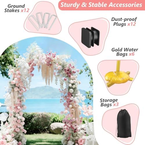 EMART 8/7.2/6.6Ft Metal Arch Backdrop Stand Set 3 for Wedding Party Balloon - Image 4
