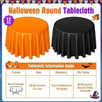 Buryeah 12 Pcs Black and Orange Round Plastic Tablecloths 84 Inch - Image 2