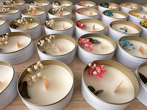 Elegant Soy Wax Candle Favors with Dried Flowers in Sealed Tin Box - Personalized for Weddings, Bridal Showers, Baby Showers, Birthdays (10-20-30-40-50-100 PCS in Bulk) - Image 3