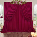 40ft×10ft Wrinkle Free Burgundy Backdrop Curtain for Parties, 8 Panels 5×10ft Soft Silky Polyester Wine Red Photo Backdrop Drapes for Wedding Birthday Christmas Photography Back Drop Cloth - Image 2