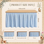 Tingjoo Pastel Blue 9 ft X 30'' Teacher Desk Skirts Linen Textured - Image 3