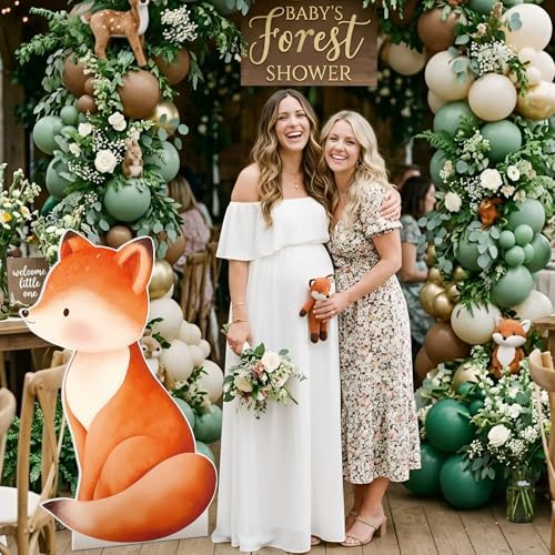3.93ft Woodland Animal Fox Cardboard Cutout 47.2in Giant Corrugated Plastic Standee Backdrop Woodland Theme Birthday Party Decorations Baby Shower Photo Booth Props Animal Print Decor Supplies - Image 4