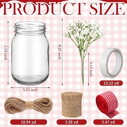 Daifunli 6 Set Picnic Party Centerpieces for Table Mason Jar Table Decor - Image 3