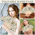 25 Pcs Wildflower Folding Hand Fan Bulk with Organza Bags - Image 4